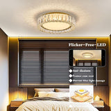 15 Inch Crystal Gold LED Ceiling Light 5CCT Dimmable Modern Flush Mount Fixture