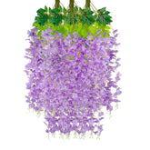 12Pcs Light Purple Artificial Wisteria Hanging Flowers, 3.44 Ft Fake Hanging Flowers Garland Silk Flowers, Faux Wisteria Garland Vines For Outdoor Yard Garden Patio, Wedding Arch Backdrop Home Decor
