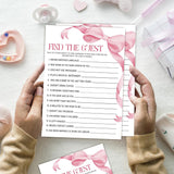 Pink Baby Shower Games For Girl, Find The Guest Game Cards, 25 Gender Neutral Cards, Pink Bow Gender Reveal Party Supply Kit, Baby Shower Decorations(5''X7'')-A04