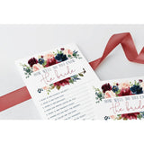 "How Well Do You Know The Bride Navy Burgundy 50 Pack Floral Bridal Wedding Shower Or Bachelorette Party Game - Guessing Question Pack For Engagement Parties