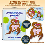 Foiled 5X7In Individual Otter Valentines Card Set With Adorable Cutout, Matching Envelope And Stickers For Wife, Husband, Romantic Partner, Blank Inside - Gifting, Mailing