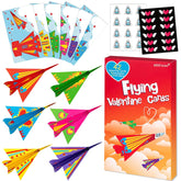 Valentines Cards For Kids Classroom: 42 Paper Airplane Cards + 42 Envelopes+ 132 Stickers Heart Crafts School Classroom Exchange Party Gift Favor