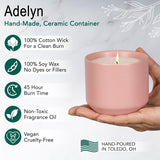 - The Growing Candle, Sandalwood & Vanilla Scented, 8Oz Ceramic Pot, Aromatherapy Candles For Home, 100% Soy, Adelyn