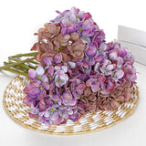 9 Pcs Fall Hydrangea Artificial Flowers For Decoration, Fall Artificial Flowers Floral Stems For Centerpieces, 12.5" Falls Silk Flower Fake Flower Bouquet For Autumn Farmhouse Wedding Decor, Purple
