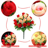 Artificial Cemetery Flowers,Cemetery Flowers For Grave,Outdoor Grave Decorations Roses,Memorial Flowers Bouquet With Cemetery Vase For Headstone Tombstone Decoration,2 Sets (Red Cranberry)