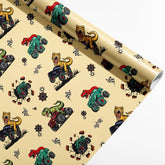 Boys Birthday Wrapping Paper Roll With Cutlines On Back - 17 Inches X 32.8 Feet - Dinosaur Monster Truck Design For Kids Birthday Baby Shower Holiday (1 Roll)