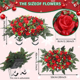 Christmas Artificial Cemetery Flowers,Artificial Cemetery Flowers Saddle For Outdoor Gravesite Tombstone Decorations,Roses And Artificial Red Berries Stems Ornaments