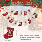 Merry Christmas Burlap Banner, Sock Shaped Christmas'S Decoration, Unique Hand-Sewn Christmas'S Decor For Xmas Party Supplies Decoration, Great Firepalce Decorations For Christmas