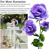 Giant Artificial Flower 3Pcs 3D Realistic - Waterproof Fake Flowers Durable Easy Maintenance Perfect For Home Garden Weddings Events Christmas Graduation Party Decorations (3Pcs-Roses-Purple)