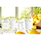 Lemon Floral Baby Shower Games - Babyq Bingo, Guest Quest, Who Knows Mommy Best, What'S In Your Phone - 25 Games Each, 1 Game Per Side
