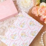Reversible Bow Wrapping Paper Mini Roll, Pink Bow And Floral Design, Soft Pastel Gift Wrap For Valentine'S Day, Girls Birthday, Bridal Shower, Baby Shower, Wedding, 17" X 33'(46.7 Sq. Ft)
