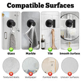 4 Pack Suction Cup Hooks For Shower - Stainless Steel Towel Hooks For Bathroom, Removable Shower Hooks For Bathroom Mirror Window Glass Wall Robe Looafh, Waterproof, Black
