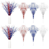 16 Pack Red White And Blue Artificial Flowers 17 Inches 4Th Of July Glitter Sticks Floral Picks Fourth Of July Tree Decorations Stem Branches Ornaments For Vase Independence Day Decor