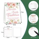 Baby Shower Game Set, Favorite Family Tradition, Floral Party Games(1 Standing Sign + 20 Note Cards), Blush Pink Baby Shower/Gender Reveal Party/Bridal Shower/Wedding Favor Decorations(A02)