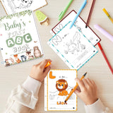 Baby’S First Abc Book Baby Shower Activity & Guest Book Alternative, Alphabet Coloring Book Keepsake Game With 24 Watercolor Pens, Woodland Animal Theme For Baby Shower Or Sprinkle
