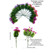 Artificial Pansies Flowers Outdoor Fake Plants - 16 Bundles Uv Resistant No Fade Faux Shrubs Plastic Greenery Home Garden Porch Patio Decoration (16, Mixed01)