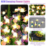 Solar Garden Lights Outdoor, New Upgraded 4-Pack Firefly Solar Lights With Iridescent Petals & Warm White Glow - Waterproof Wind-Swaying Decor For Yard, Patio