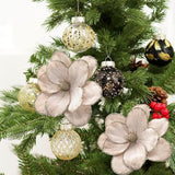 Christmas Velvet Flower Magnolia Flowers Artificial Poinsettia Stems Wedding Party Decor,4Pcs (Champagne)