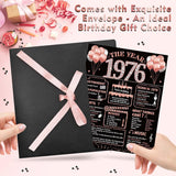 Large 50Th Birthday Card With Envelope, Happy 50Th Birthday Decorations For Women, 1976 Jumbo Birthday Greeting Card, Fifty Birthday Gifts For Her, Rose Gold