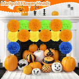 30 Pcs Royal Blue Marigold Flower Heads,3.5 Inch Silk Marigolds Stemless Artificial Flowers For Decoration, Artificial Marigolds For Home Party Wedding Diy Decor
