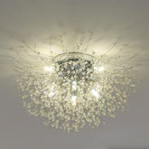 Sputnik Flush Mount Ceiling Light Fixtures, Modern Chrome Crystal Firework Chandelier, 8-Light Close To Ceiling Lighting Fixtures For Bedroom Kitchen Hallway Entryway(H11.8'' X W21.5'')
