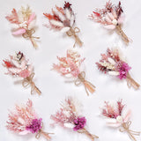 9 Pack Mini Dried Flower Bouquets, Natural Pampas Grass, Fall Wild Flowers, Chic Flowers For Crafts, Boho Home Wedding Bridesmaid Corsage Bridesmaid Gift Table Vase Decorations(Pink)