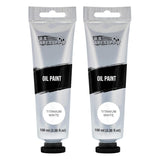Titanium White Oil Paint - 2 Extra-Large 100Ml Tubes - High Opacity, Strong Tinting Strength, Oil Paints For Canvas Painting, Wood & Media