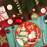 50Pcs Merry Christmas Paper Plates - 7Inch Winter Theme Dessert Plate For Cake Salad Fruit Cartoon Tableware Set Disposable Decoration Supplies For Winter, Christmas Party
