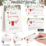 Christmas Guess How Many Baby Shower Game Pack Of 1 Tabletop Sign With Stand And 50 How Many Cards, Christmas Gender Reveal Party Game Decorations(Santa)
