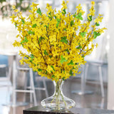 10 Pcs Artificial Forsythia Flower Branches Artificial Flowers Yellow Silk Forsythia Flowers With Stems Fake Jasmine Spring Flowers Orchids For Wedding Floral Arrangement Party Table Decor