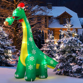 10 Ft Dinosaur Christmas Inflatable Outdoor Decoration, Lighted Dinosaur Christmas Blow Up With Xmas Hat And Tree, Xmas