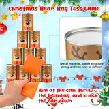 30 Pcs Christmas Bean Bag Toss Party Knockdown Can Set Include 20 Metal Cans 8 Bean Bags And 2 Set Number Stickers For Christmas Xmas Outdoor Indoor Family Party (Elk,Snowman)