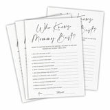 30 Who Knows Mommy Best Game Cards For Baby Shower - Minimalism White Double-Sided Fill In Advice Cards For Baby Announcement, Gender Reveal, New Parents-To-Be Party Favor & Supplies - C04