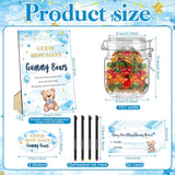 76 Pcs Guess How Many Bears Bear Gender Reveal Party Supplies 60 Guessing Cards 12 Pens 2 Cute Stickers 1 Storage Jar 1 Wood Standing Sign For Gender Reveal Activities Party Decorations