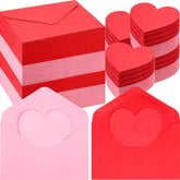 240 Pack Valentine‘S Day Mini Envelopes With Blank Heart Shaped Business Cards 2.9X4.3 Inch Red Pink Small Enclosure Card For Valentine‘S Day And Anniversary