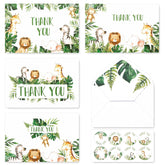 32 Safari Jungle Thank You Cards With Envelopes Stickers Forest Wild Animals Greenery Greeting Note Cards Gratitude Card Pack For Kids Baby Girls Boy Birthday Baby Shower Party Supplies