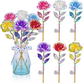 6 Pcs Valentines Galaxy Rose Light Up Rose Led Flower Gifts Colorful Artificial Rainbow Crystal Flower For Lover Girlfriend Mom Her Mother'S Day Birthday Wedding Gift, 9.84 Inches (Multicolor)