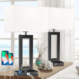 White& Black Table Lamp Set Of 2 Touch Control Lamps 3-Way Dimmable Bedroom Bedside Nightstand Lamps W/Usb Ports Modern Table Lamp For Living Room End Table Office, 22’’ Tall, Daylight