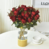 Fluehouzz Artificial Roses Flowers Fake Silk Rose Bouquet 12 Heads 2 Packs Of Realistic Blossom Roses For Home Wedding Party Floral Decoration Table Centerpieces, Burgundy