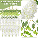 108 Pack 43.2 In/ 3.6 Ft Artificial Fake Wisteria Hanging Flowers Wisteria Faux Flowers Garland Silk Vine Rattan Long Hanging Flowers String For Home Outdoor Wedding Party(Milky)