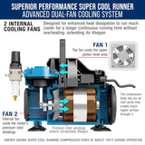 Cool Runner Dual Fan Air Compressor Professional Airbrushing System Kit With 3 Airbrushes, Gravity & Siphon Feed - 6 Primary Opaque Colors Acrylic Paint Artist Set, Hose & Holder