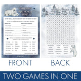 Polar Bear Winter Baby Shower Party Games - Who Knows Mommy Best And Word Search (2 Game Bundle) - 20 Cards, Baby It'S Cold Outside