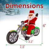 Christmas Masters 7.5 Ft Long Inflatable Santa Claus Riding A Motorcycle With Hand Up Waving Hello Led Lights Indoor Out