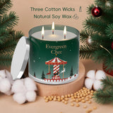 Christmas Candle, 14 Oz 3 Wicks Scented Soy Wax Candle For Home, Long Lasting Natural Jar Aromatherapy Candle Non Toxic Clean Burn, Holiday Gifts For Christmas (Green)