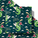Birthday Wrapping Paper Roll For Boys Girls, Mini Roll, Magical Dragon And Cake Design With Have A Magical Birthday Text Design, Fantasy Gift Wrap For Kids Party, 17 Inches X 16.4 Feet