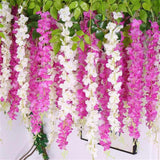 24Pcs Wisteria Hanging Flowers,3.6 Ft Fake Wisteria,Artificial Wisteria Hanging Flowers Wisteria Garland Arch Silk String For Wedding Garden Party Outdoor Home Wall Decoration (24Pcs Fuchsia)