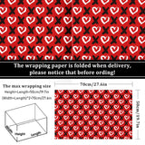 12 Sheet Valentine’S Day Wrapping Paper Love Heart Xoxo Gift Wrap Paper Folded Flat Red Black Diy Craft Art Paper For Birthday Wedding Party Supplies, 19.7 X 27.6 Inch