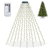 Christmas Tree Lights, 448 Led Waterfall Tree Topper Lights With Remote & 8 Lighting Modes, 8.2Ft X 16 Lines Christmas Light For Indoor Outdoor Yard Party Xmas Decoration (Warm White)