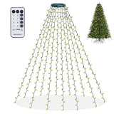 Christmas Tree Lights, 448 Led Waterfall Tree Topper Lights With Remote & 8 Lighting Modes, 8.2Ft X 16 Lines Christmas Light For Indoor Outdoor Yard Party Xmas Decoration (Warm White)