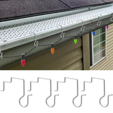 120 Pcs Christmas Gutter Light Hooks, Stainless Steel Christmas Gutter Clips, Outdoor Mesh Light Hanger Hook For Xmas Halloween Holiday Party Hanging Decoration